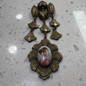 Vintage Bronze Cameo Brooch